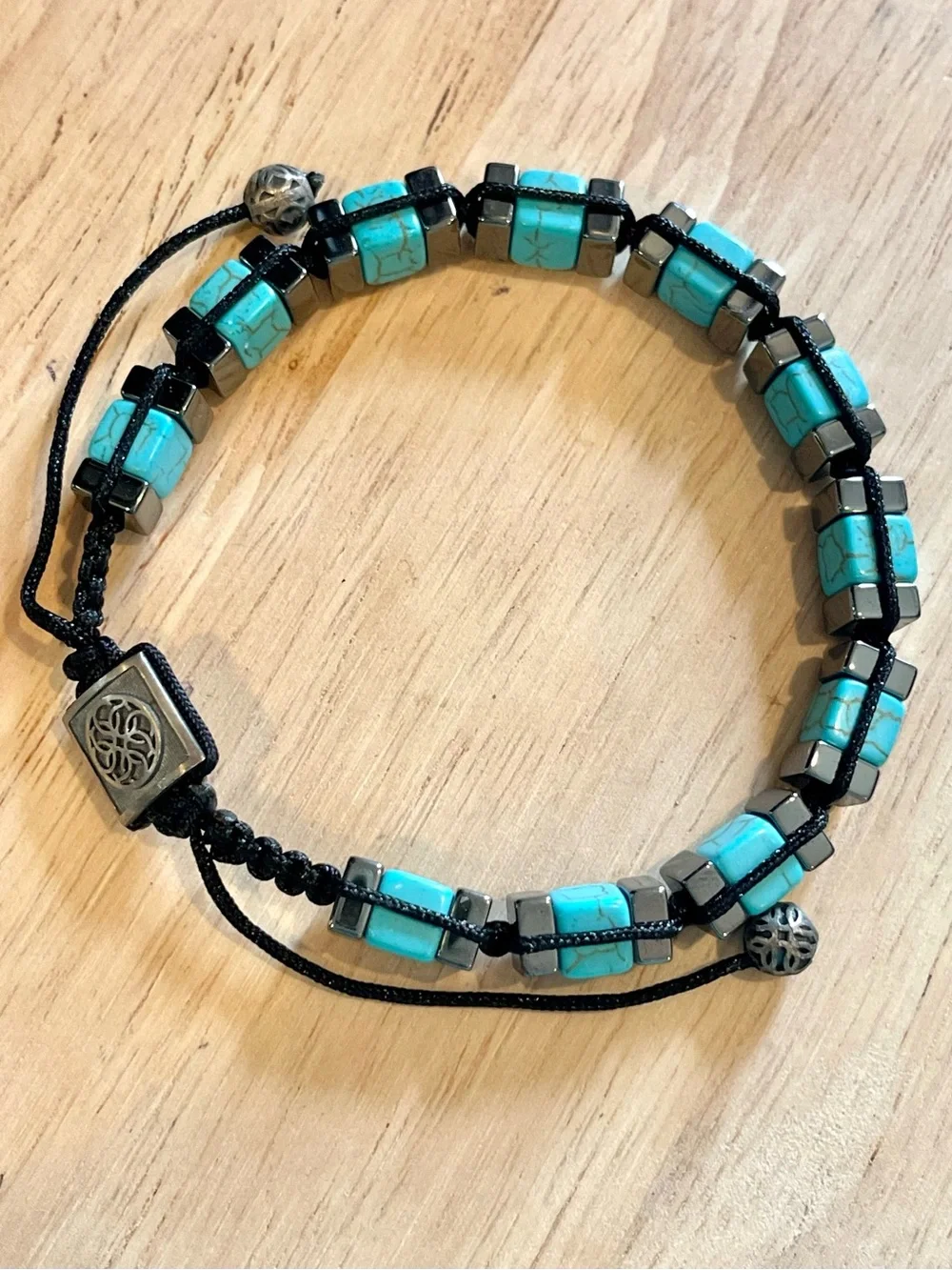 🌑Otta Silver 925 Turquoise & Hematite Macrame Beaded Bracelet🌑